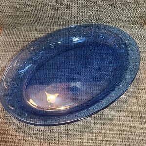 Beautiful Large Cobalt Blue Glass Serving Platter